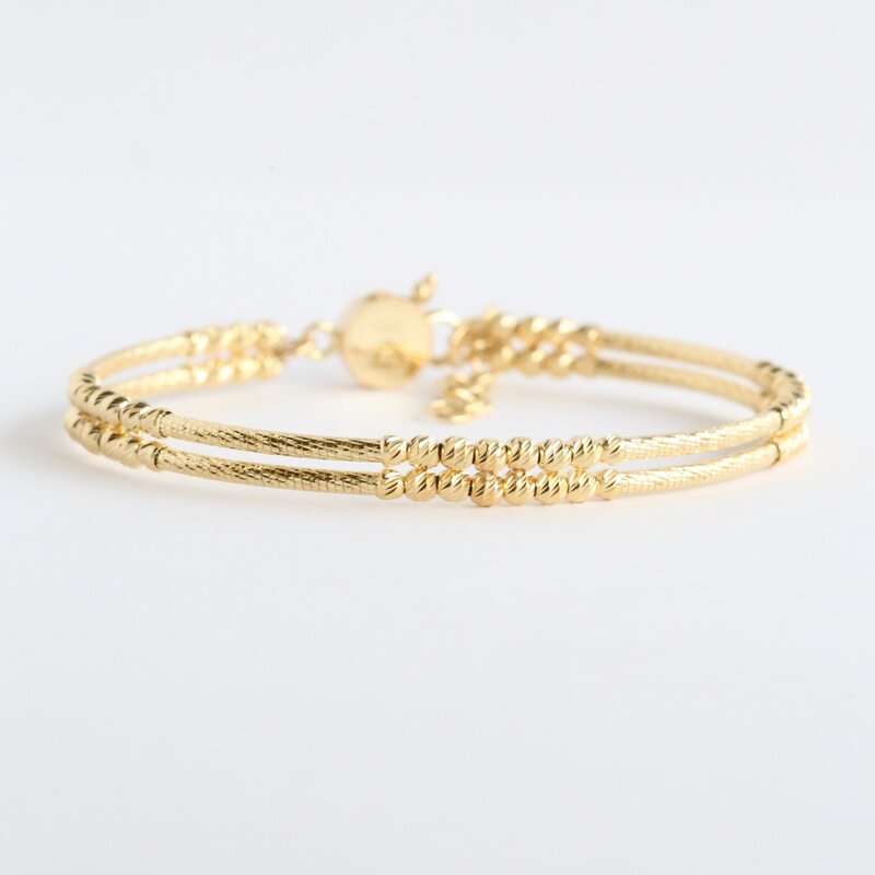 American Jewelry 14k Yellow Gold Adjustable  Bead Bracelet