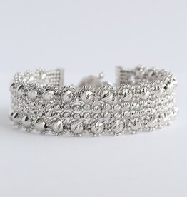 American Jewelry 14k White Gold Quad Row Bead Bracelet