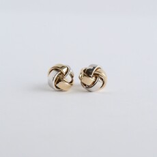 American Jewelry 14k Yellow & White Gold Knot Stud Earrings