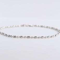 American Jewelry 14k White Gold Alternating Bead Anklet