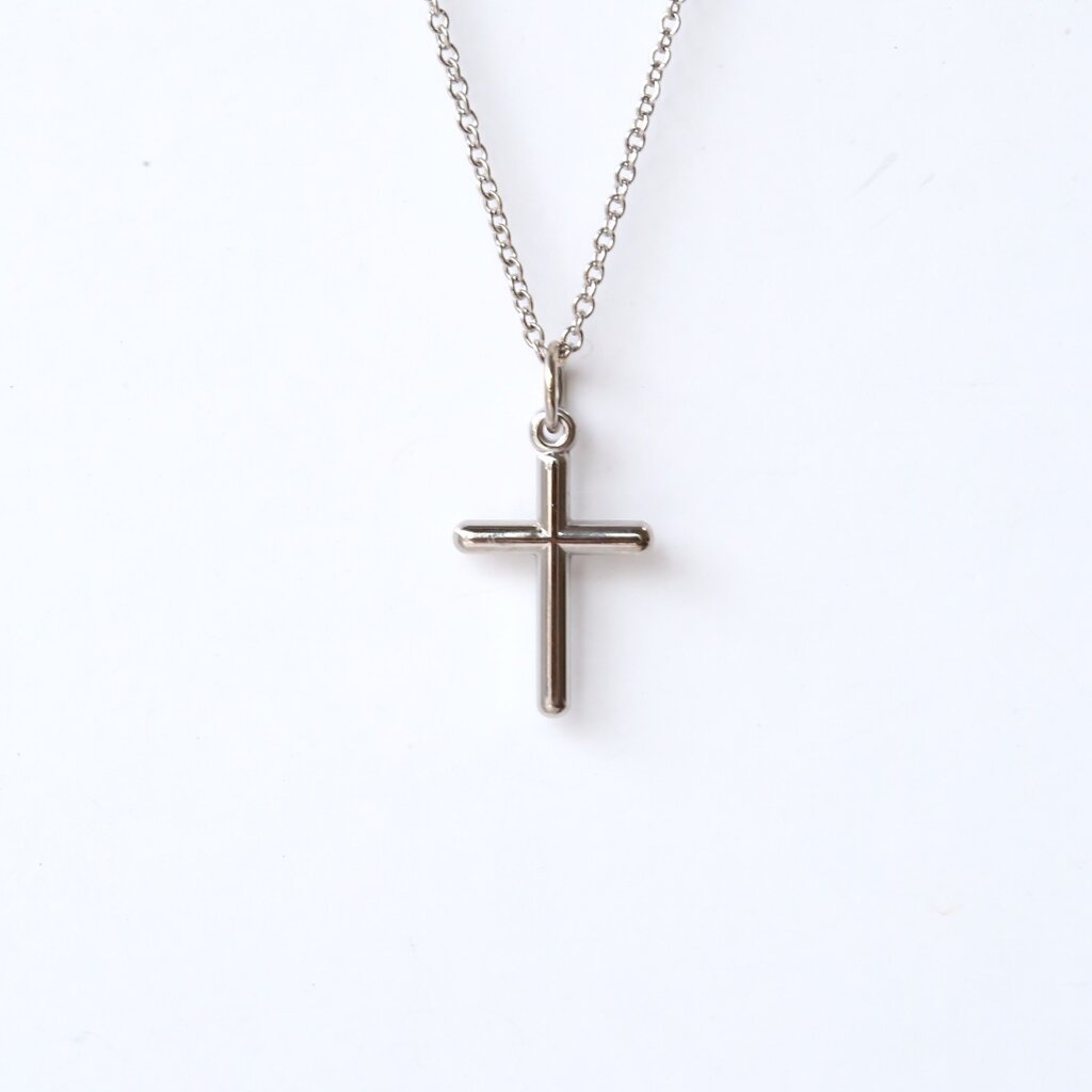 14k Gold Polished Petite Cross Charm Necklace