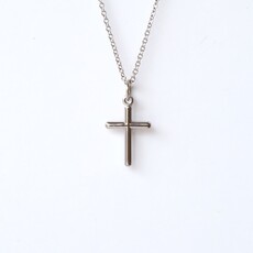 14k Gold Polished Petite Cross Charm Necklace