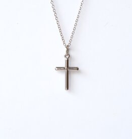 14k Gold Petite Cross Necklace (18")