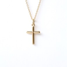 14k Gold Petite Cross Necklace (18")