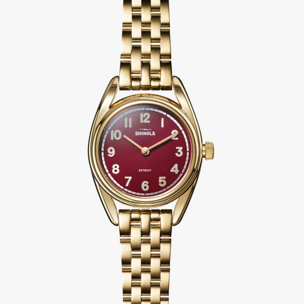 Shinola Derby 30.5mm Wine Dial with Gold Case and Bracelet Watch