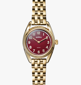 Shinola Derby 30.5mm Wine Dial with Gold Case and Bracelet Watch