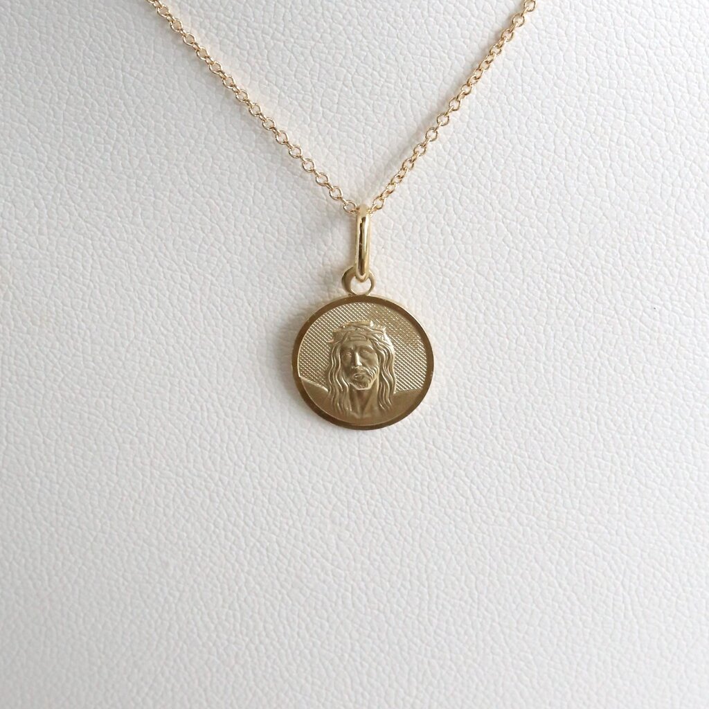 American Jewelry 14k Yellow Gold Petite Jesus Christ Medallion Pendant