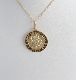 American Jewelry 14k Yellow Gold St. Christopher Protect Us Medallion Necklace