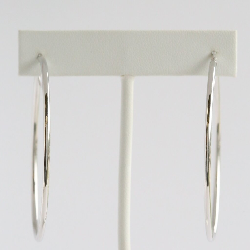 American Jewelry 14k White Gold 2x55mm Polished Hoop Earrings