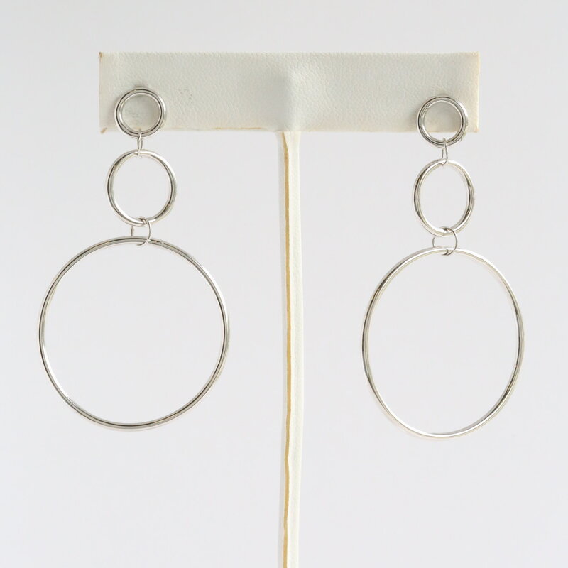 American Jewelry 14k White Gold Triple Hoop Dangle Earrings
