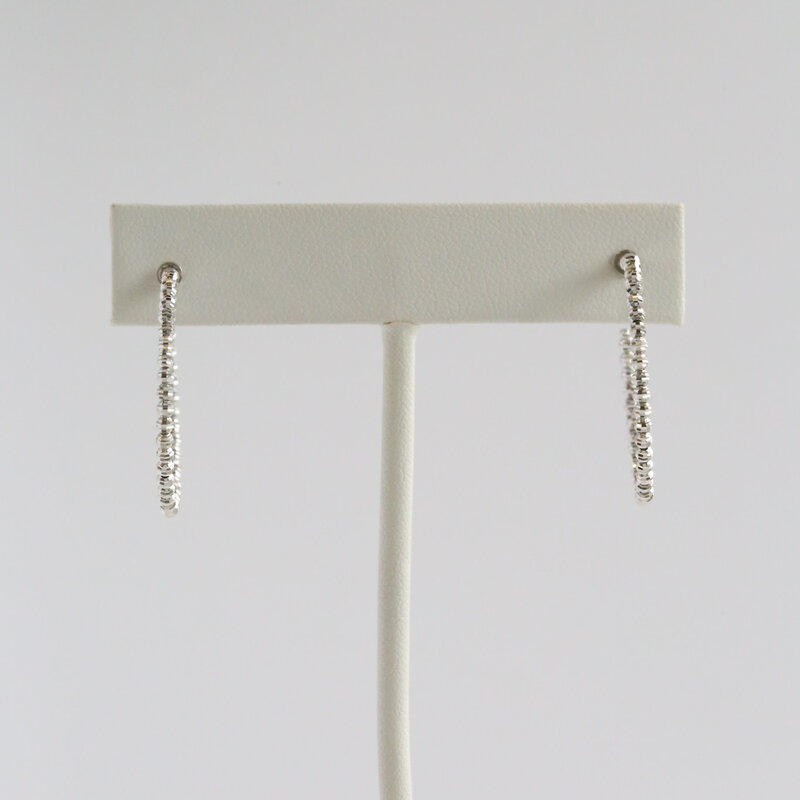 American Jewelry 14k White Gold 30mm Beaded Open Hoop Earrings