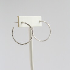 American Jewelry 14k White Gold 30mm Beaded Open Hoop Earrings