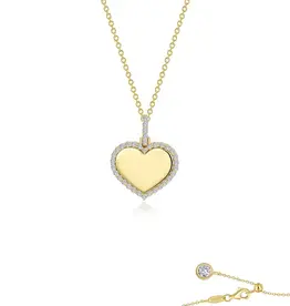 Lafonn Sterling Silver Gold Plated .53ctw Simulated Diamond Heart Necklace
