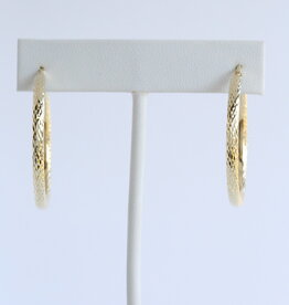 American Jewelry 10k Yellow Gold 50mm Textured Hoop Earrings