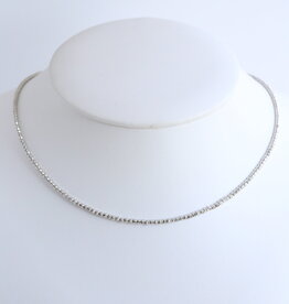American Jewelry 14k White Gold 2mm Bead Semi-Choker Necklace (15")