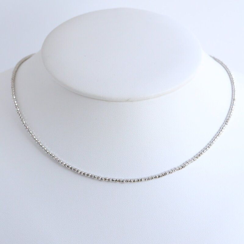 American Jewelry 14k White Gold 2mm Bead Semi-Choker Necklace (15")
