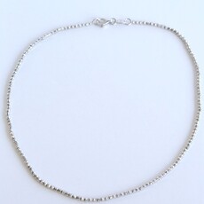 American Jewelry 14k White Gold Bead Style Anklet (12")