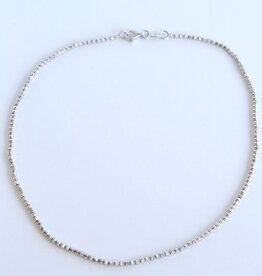 American Jewelry 14k White Gold Bead Style Anklet (12")