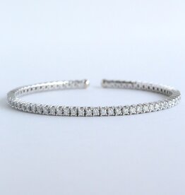 American Jewelry 14k White Gold 3ctw Diamond Tennis Bangle Open Bracelet