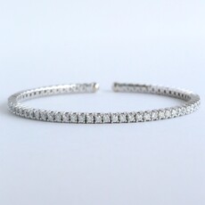 American Jewelry 14k White Gold 3ctw Diamond Tennis Bangle Open Bracelet