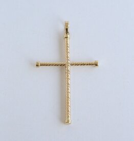 American Jewelry 14k Yellow Gold 45mm Diamond Cut Cross Pendant (NO CHAIN)