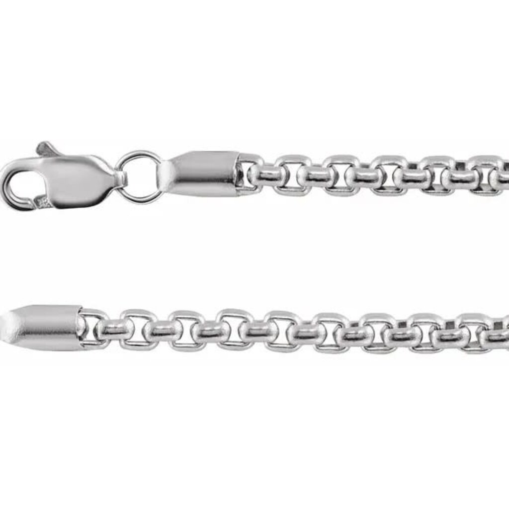 American Jewelry Sterling SIlver 3.8mm Round Box Chain (22")