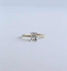 mj 14k Yellow Gold .29ctw Oval Hidden Halo Diamond Solitaire Semi Set Engagement Ring (Size 6.75)