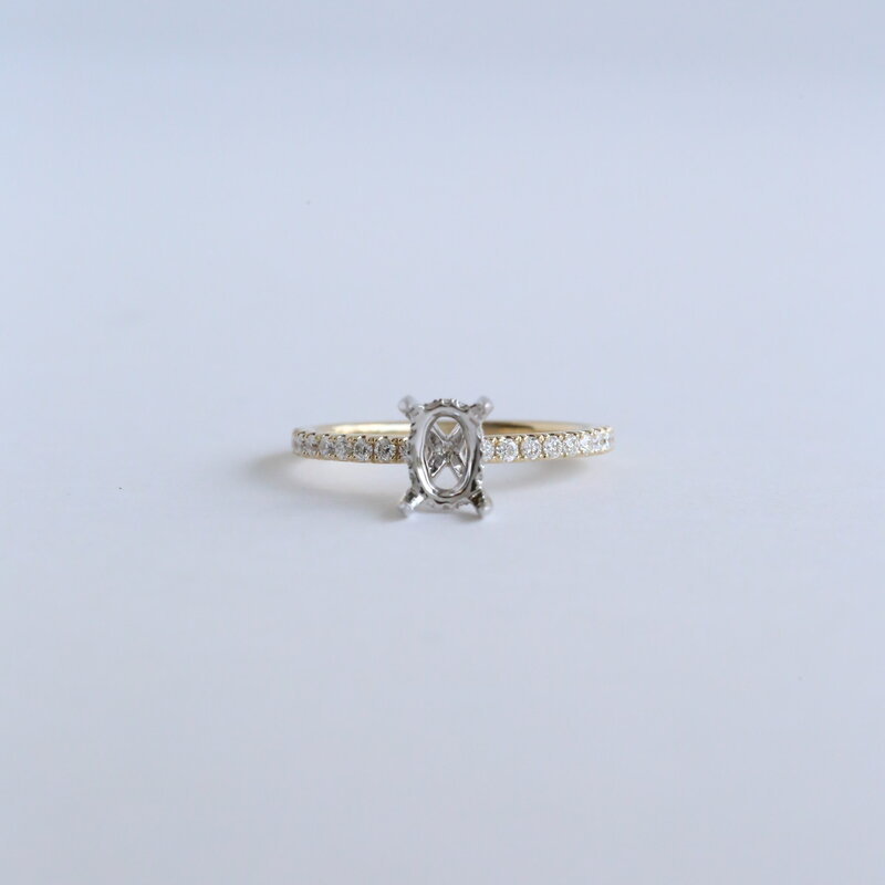 mj 14k Yellow Gold .29ctw Oval Hidden Halo Diamond Solitaire Semi Set Engagement Ring (Size 6.75)