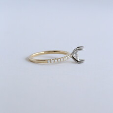 mj 14k Yellow Gold .29ctw Oval Hidden Halo Diamond Solitaire Semi Set Engagement Ring (Size 6.75)