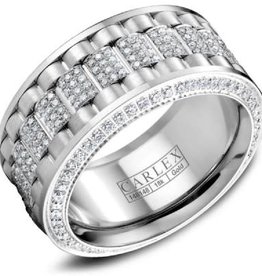 American Jewelry 18KW 11mm 1.5ctw FG/VS1 Gents Carlex Luxury Diamond Wedding Band, Size 10