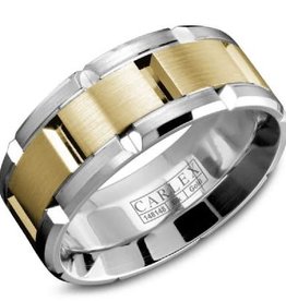 American Jewelry 18k Two-Tone 9mm Gents Carlex Luxury Wedding Band, Size 10