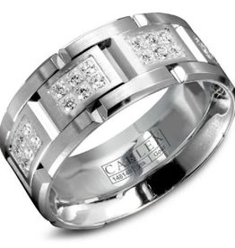 American Jewelry 18k White Gold 9mm .87ctw F-G/VS1 Gents Carlex Luxury Diamond Wedding Band, Size 10