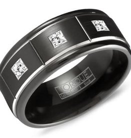 American Jewelry Black Cobalt 9mm .12ctw Gents Torque Diamond Wedding Band, Size 10