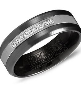 American Jewelry Black Cobalt 7mm .06ctw Gents Torque Diamond Wedding Band, Size 10