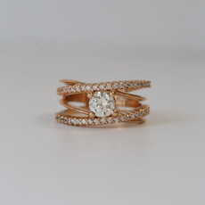 American Jewelry 14k Rose Gold 1.15ctw (.75ct H SI2) Diamond Contemporary Engagement Ring