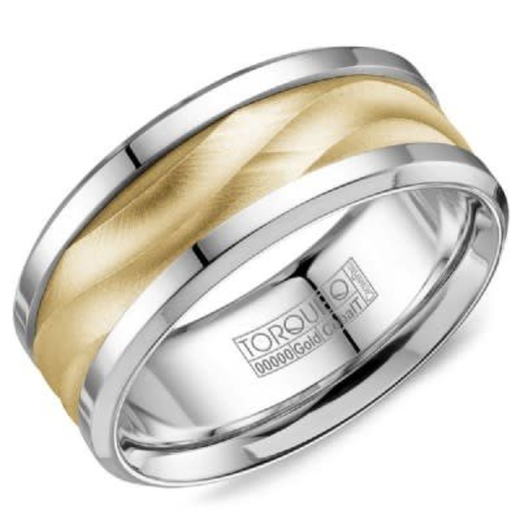 American Jewelry 14k Yellow Gold Cobalt 9mm Gents Torque Wedding Band Size 10