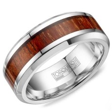 American Jewelry Cobalt & Wood Inlay 8mm Gents Torque Wedding Band (Size 10)