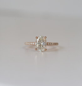 American Jewelry 14K Rose Gold 1.94ctw (1.71ct G/VVS2 IGI Lab Grown Oval) Diamond Hidden Halo Engagement Ring (Size 6)