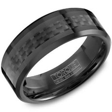 American Jewelry Black Ceramic & Carbon Fiber 8mm Gents Torque Wedding Band (Size 10)