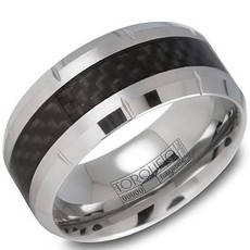 American Jewelry Tungsten & Carbon Fiber 10mm Gents Torque Wedding Band, Size 10