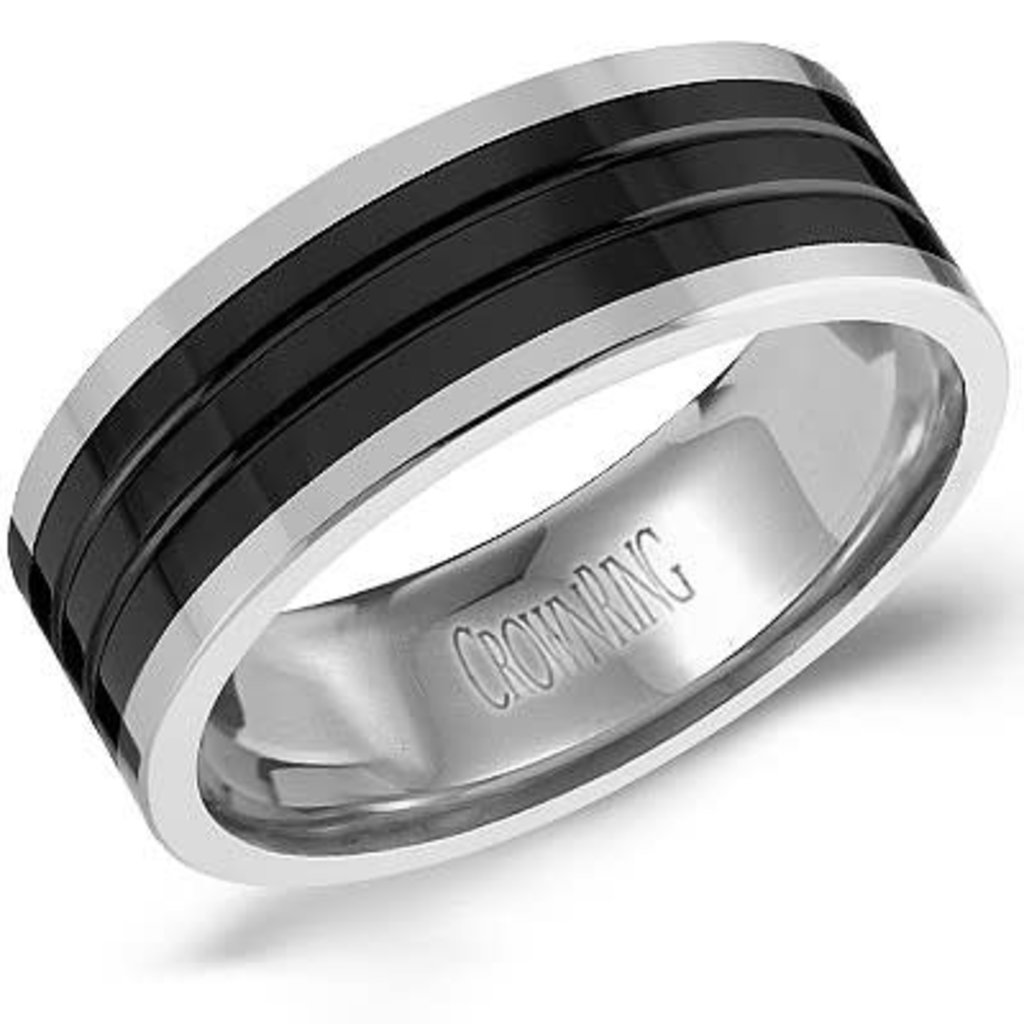 American Jewelry Tungsten & Black Ceramic 8mm Gents Torque Wedding Band (Size 10)