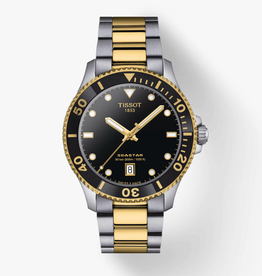 Tissot Tissot Two-Tone 40mm Seastar 1000 Watch w/ Black Dial