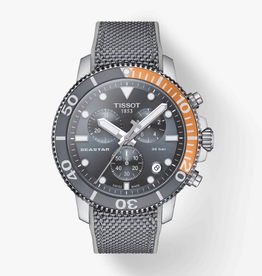 Tissot Tissot 45.5mm Seastar 1000 Chronograph Watch w/ Grey Fabric Strap & Grey Dial