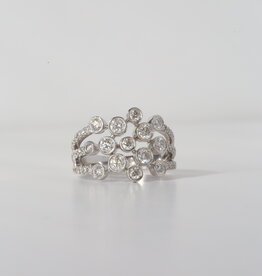 18k White Gold .1.23ct Diamond Bubble Bezel Fashion Ring (Size 6.5)