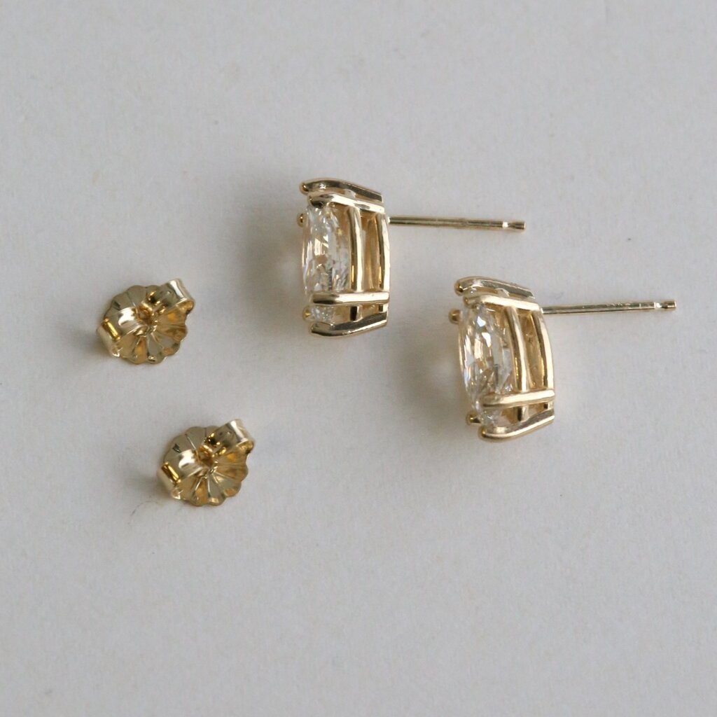 American Jewelry 14k Yellow Gold 2ctw Lab Grown Marquise Diamond Solitaire Stud Earrings