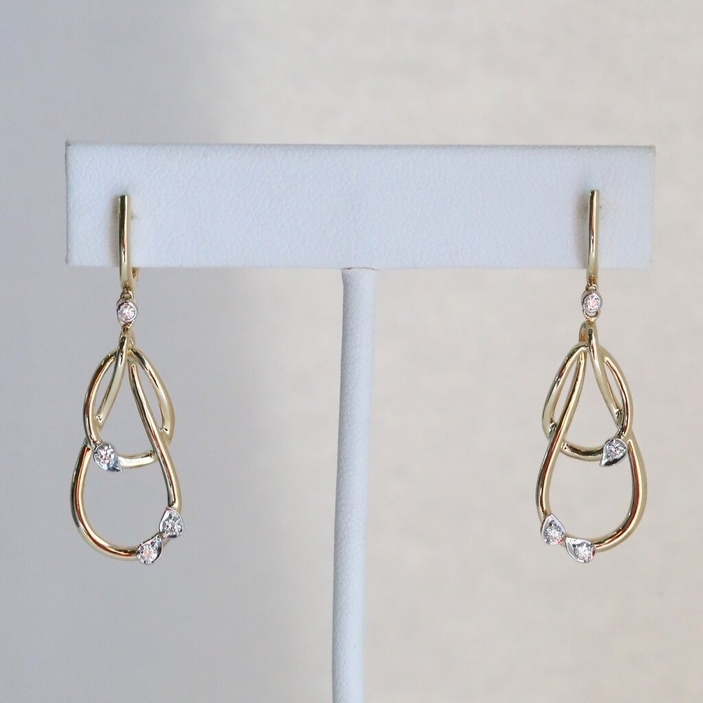 American Jewelry 14k Yellow Gold .22ctw Diamond Entwined Dangle Earrings