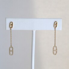 American Jewelry 14k Yellow Gold .21ctw Diamond Mariner Link Dangle Earrings