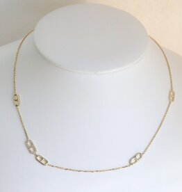 American Jewelry 14k Yellow Gold .21ctw Single Diamond Mariner Link Station Necklace