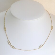 American Jewelry 14k Yellow Gold .21ctw Single Diamond Mariner Link Station Necklace