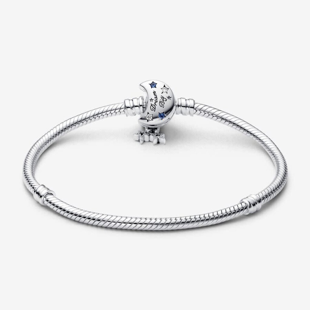 Pandora PANDORA Bracelet, Pandora Moments Sparkling Moon Clasp Snake Chain, Blue CZ - 7.5in / 19cm